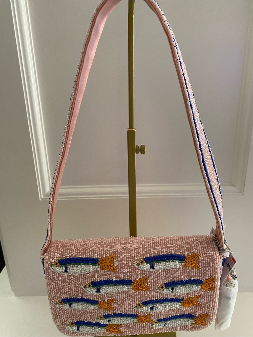 Viral Pink Beaded Sardine Fish Shoulder Bag